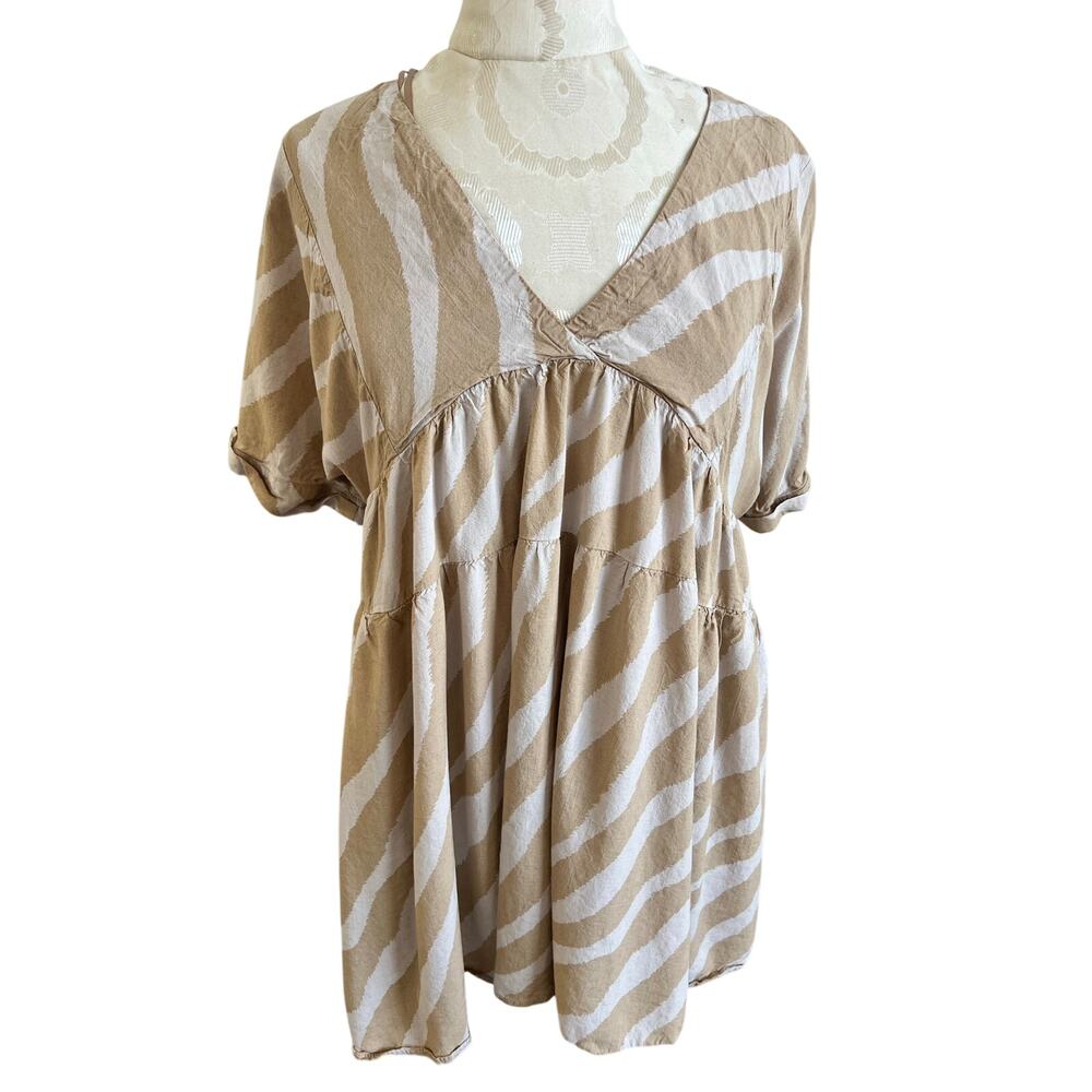 Mustard Seed Babydoll Tiered V-Neck Mini Dress Large